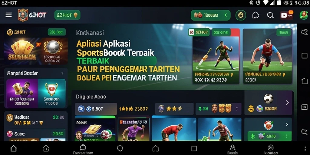 Tampilan menarik dari gameplay dalam aplikasi Sportsbook 62HOT.