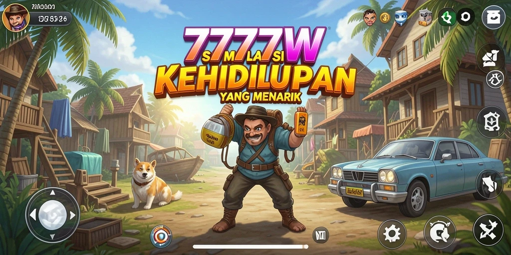 Tangkapan layar dari gameplay <strong>7777W</strong> yang menggambarkan suasana simulasi kehidupan yang seru.