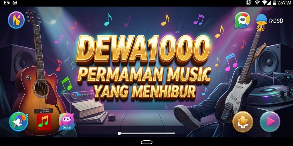 Tampilan utama DEWA1000 yang menampilkan antarmuka permainan musik.