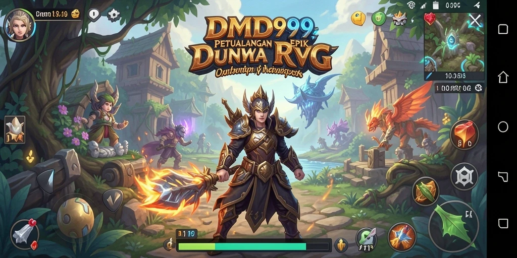 Tangkapan layar gameplay DMD999 menampilkan pertarungan epik dan eksplorasi dunia yang luas.
