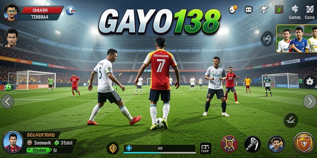 Tangkapan layar GAYO138 menampilkan aksi seru dalam permainan sepak bola.
