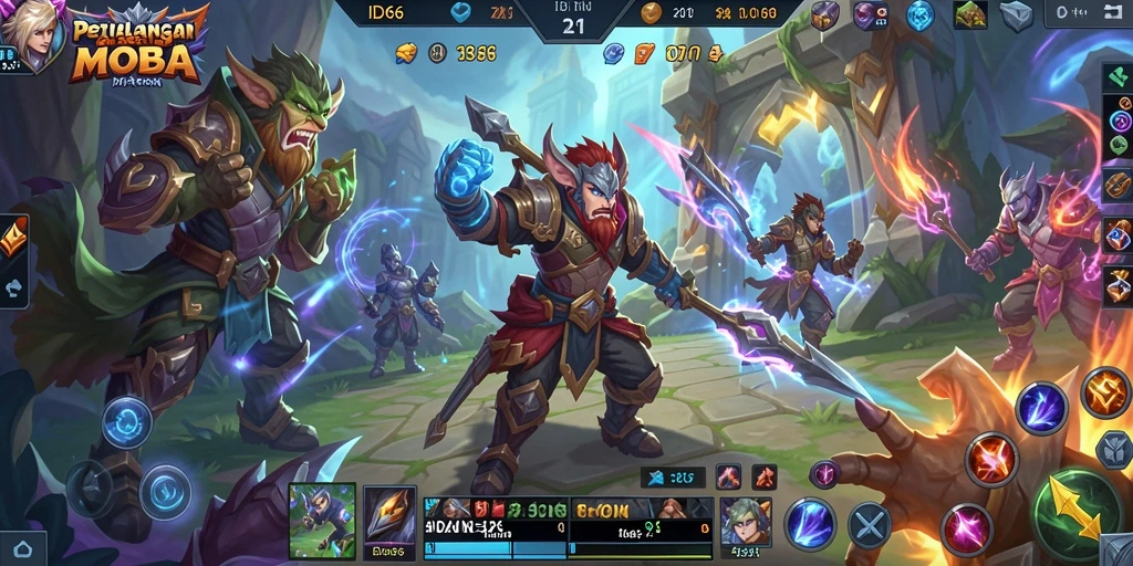 Tangkapan layar utama dari gameplay MOBA yang mendebarkan di ID66.