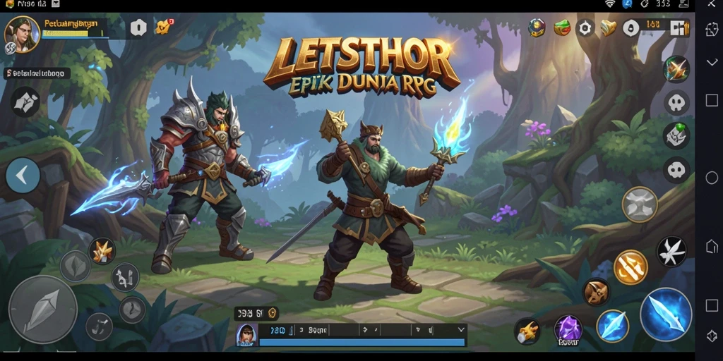 Screenshot utama LETSTHOR menampilkan aksi seru dalam pertarungan RPG.
