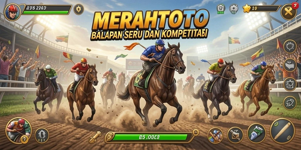 Screenshot mencolok dari gameplay balapan MERAHTOTO yang seru.