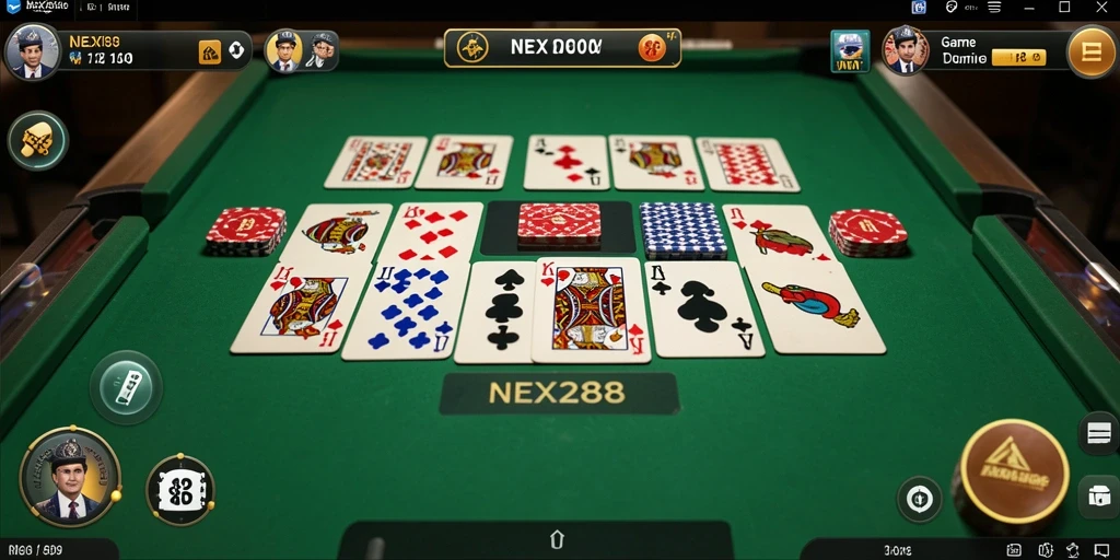 Screenshot gameplay NEX288 yang menampilkan suasana permainan Domino.
