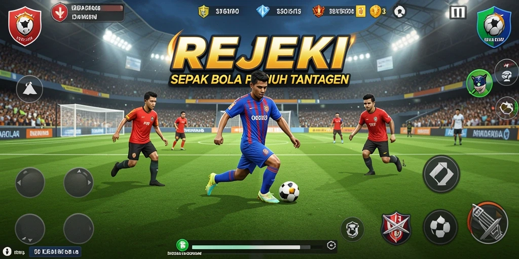 Gameplay seru yang menampilkan aksi sepak bola mendebarkan.