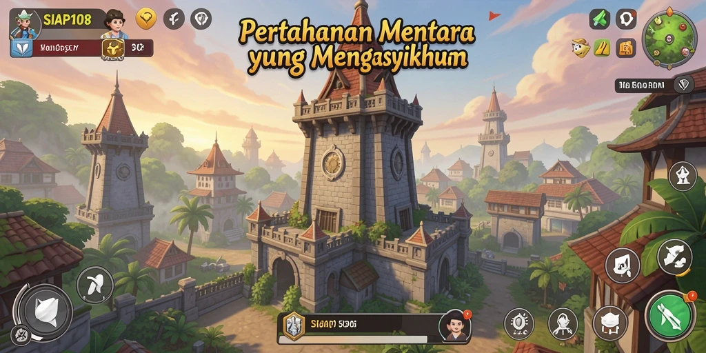 Tampilan menarik dari gameplay SIAP108 Tower Defense.