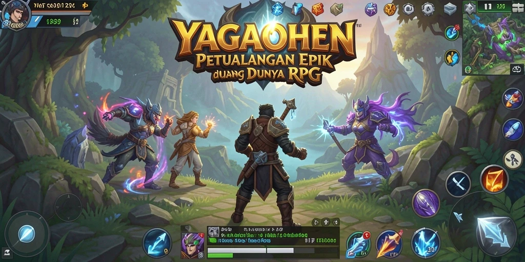 Tangkapan layar utama YAGAOHEN menampilkan aksi seru dalam pertempuran RPG.