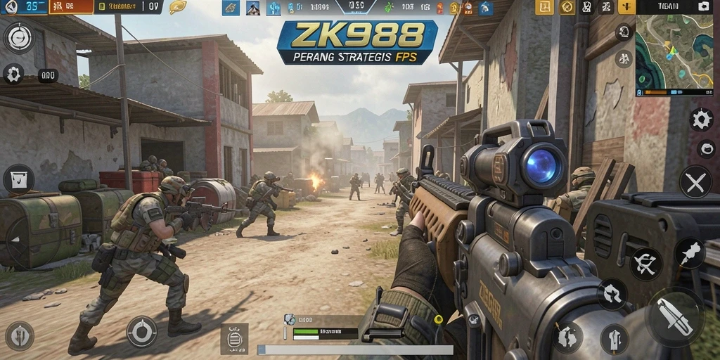 Tangkapan layar gameplay ZK988 menampilkan momen aksi mendebarkan dalam FPS.